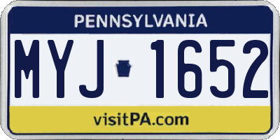 PA license plate MYJ1652