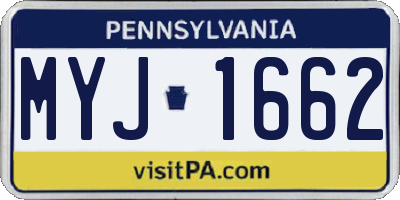 PA license plate MYJ1662