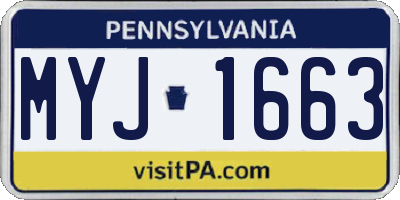 PA license plate MYJ1663