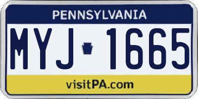 PA license plate MYJ1665
