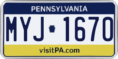 PA license plate MYJ1670