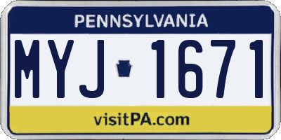 PA license plate MYJ1671