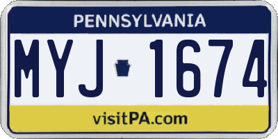 PA license plate MYJ1674