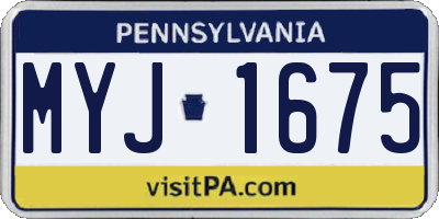 PA license plate MYJ1675