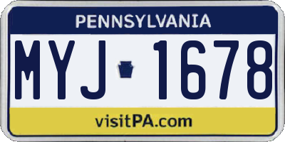 PA license plate MYJ1678