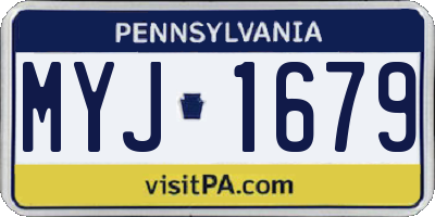 PA license plate MYJ1679