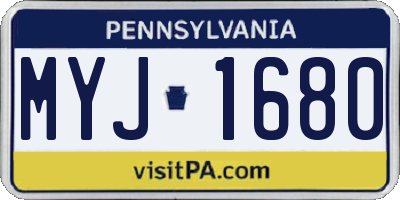 PA license plate MYJ1680