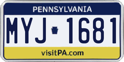 PA license plate MYJ1681