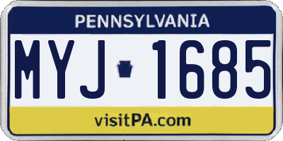 PA license plate MYJ1685
