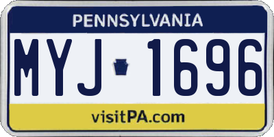 PA license plate MYJ1696