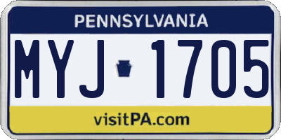 PA license plate MYJ1705