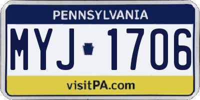 PA license plate MYJ1706