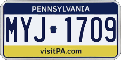 PA license plate MYJ1709