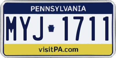 PA license plate MYJ1711