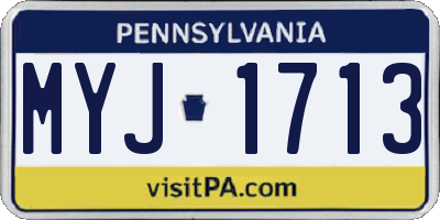 PA license plate MYJ1713