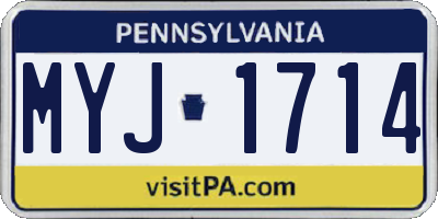 PA license plate MYJ1714