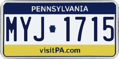 PA license plate MYJ1715