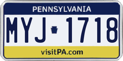PA license plate MYJ1718