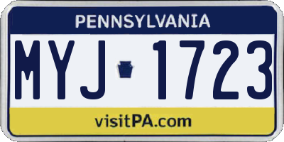 PA license plate MYJ1723