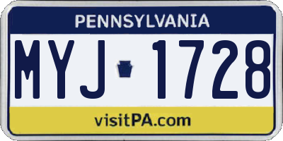 PA license plate MYJ1728