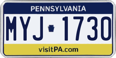 PA license plate MYJ1730