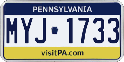 PA license plate MYJ1733