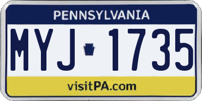 PA license plate MYJ1735