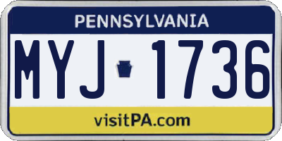 PA license plate MYJ1736