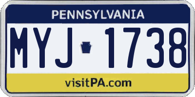 PA license plate MYJ1738