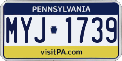 PA license plate MYJ1739