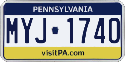 PA license plate MYJ1740