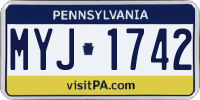 PA license plate MYJ1742