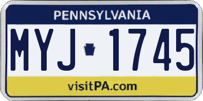 PA license plate MYJ1745