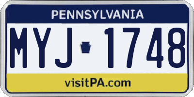 PA license plate MYJ1748