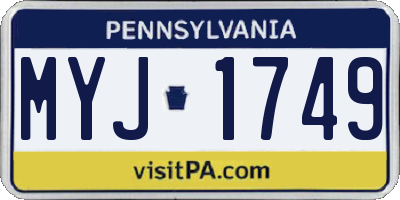 PA license plate MYJ1749