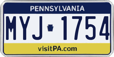 PA license plate MYJ1754