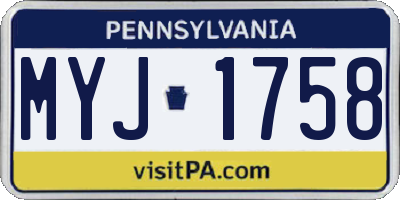 PA license plate MYJ1758