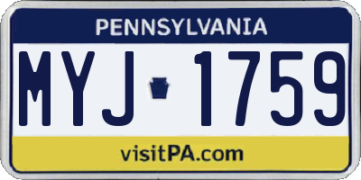 PA license plate MYJ1759