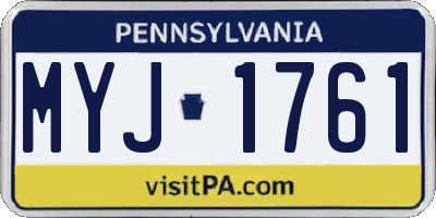 PA license plate MYJ1761