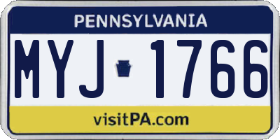 PA license plate MYJ1766