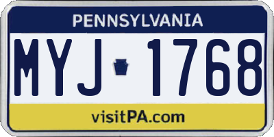 PA license plate MYJ1768