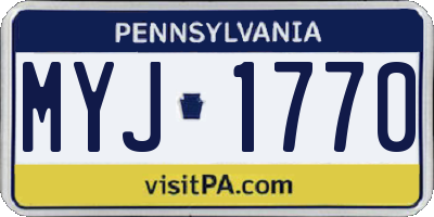 PA license plate MYJ1770