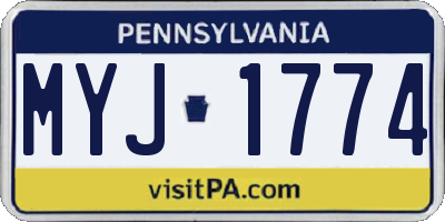 PA license plate MYJ1774