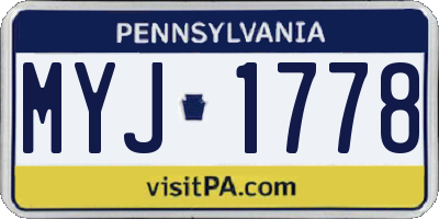 PA license plate MYJ1778
