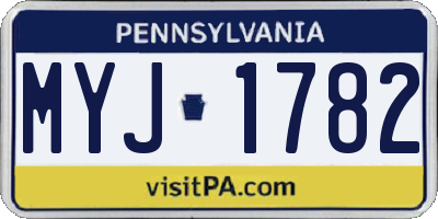 PA license plate MYJ1782