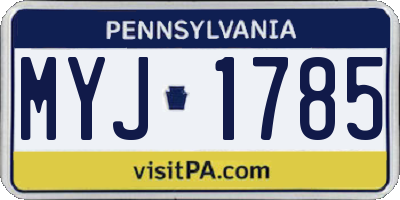 PA license plate MYJ1785