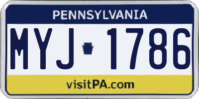 PA license plate MYJ1786