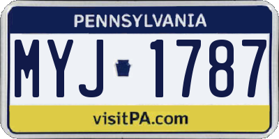 PA license plate MYJ1787