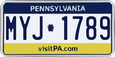 PA license plate MYJ1789