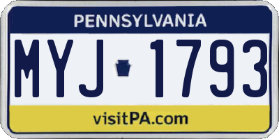 PA license plate MYJ1793